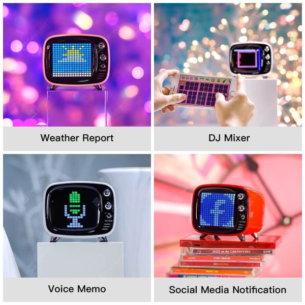 Divoom Tivoo Portable Bluetooth speaker Smart Clock Alarm Pixel Art DIY by App LED Light Sign in decoration Unique gift – Bild 6