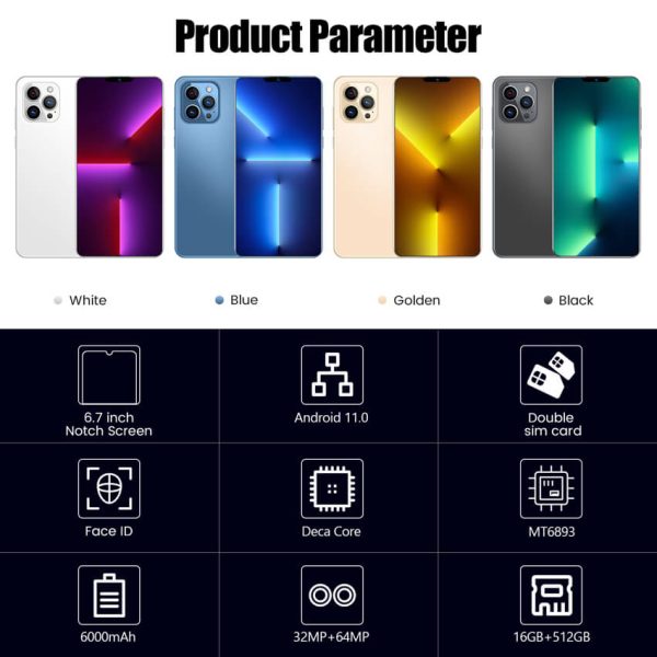 Global Version 6.7 Inch U Screen 5G Smartphone 12GB+512GB for Apple IPhone 13 Pro Max – Bild 6