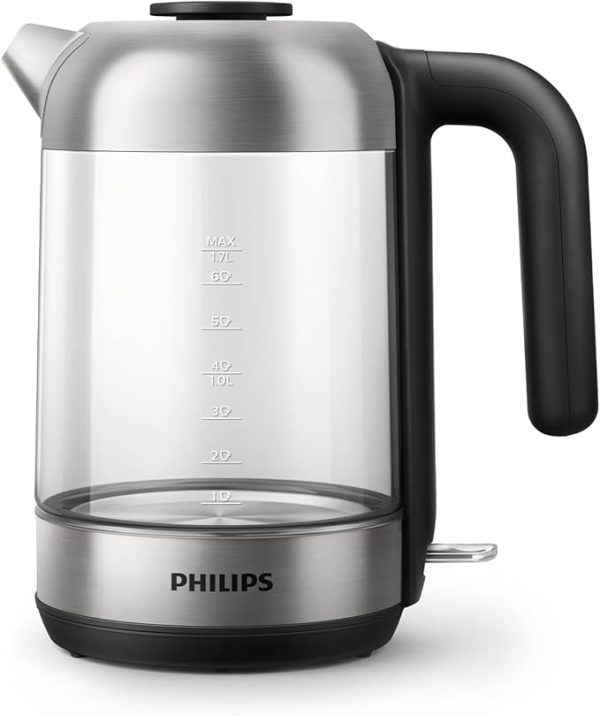Philips 5000 Series Wasserkocher – 1,7L, Blaues Sensorlicht, 360°-Basis, Mikro-Sieb-Filter, Flaches Heizelement, Abnehmbarer Deckel, Schnelles Aufkochen, Energiesparend, Sicheres Design (HD9339/80)