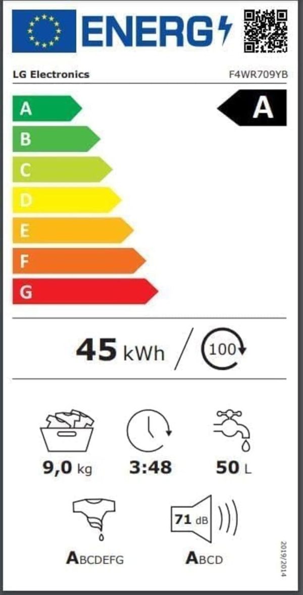 LG F4WR703YB Frontlader-Waschmaschine 13 kg, Klasse A -20%, 1.400 U./Min., 61.5x60x85 cm, TurboWash 360 in 39 Minuten, Allergy Care, Steam, Wi-Fi, Digitales Touchdisplay, Platinum Black [Energieklasse A] – Bild 11