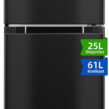 CHIQ 86 Liter kleiner Kühlschrank, 25 Liter Gefrierfach, 61 Liter Kühlschrank, 4 Sterne Gefrierfach, mit Eiswürfelbereiter für Wohnung, Wohnheim, 12 Jahre Garantie auf den Kompressor [Energieklasse E]