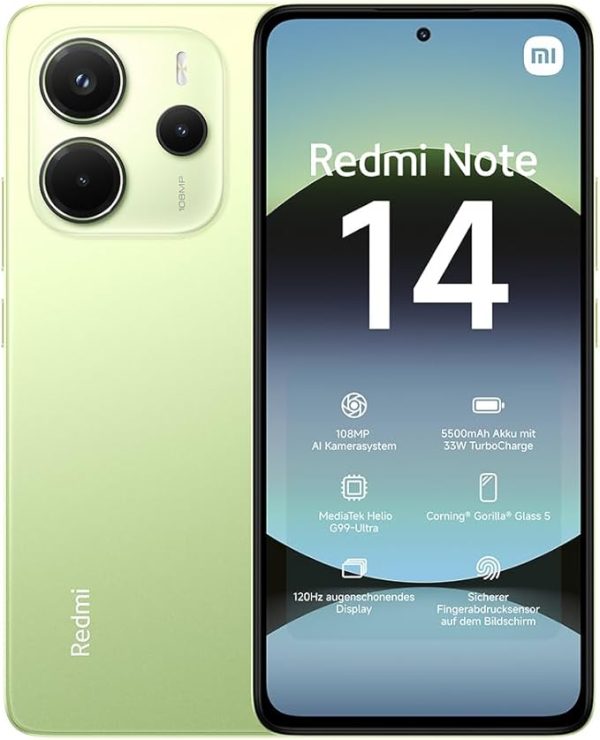 Xiaomi Redmi Note 14 Pro Smartphone, 8 + 256GB, Black, 200MP professionelle AI-Kamera, 5500mAh Akku, 32MP Selfie-Kamera, AI-Funktionen (kein Ladegerät enthalten)