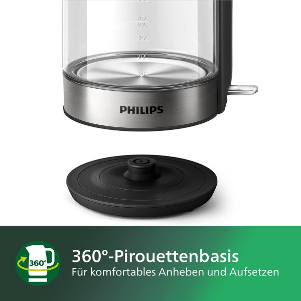 Philips 5000 Series Wasserkocher – 1,7L, Blaues Sensorlicht, 360°-Basis, Mikro-Sieb-Filter, Flaches Heizelement, Abnehmbarer Deckel, Schnelles Aufkochen, Energiesparend, Sicheres Design (HD9339/80) – Bild 7