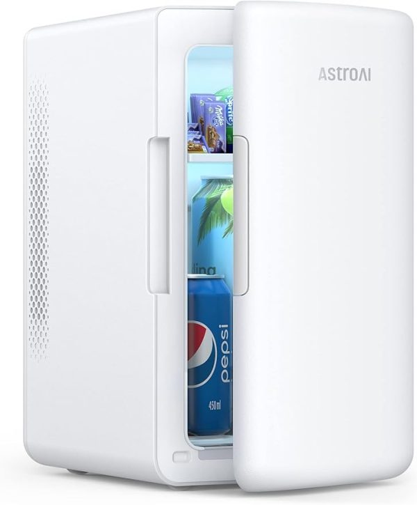 AstroAI Mini Kühlschrank 6 Liter / 8 Dosen | Kühler und Wärmer | AC/DC | Kleiner Kühlschrank für Schlafzimmer, Auto, Getränke, Schönheit, Hautpflege, Reisen (Beige) – Bild 3