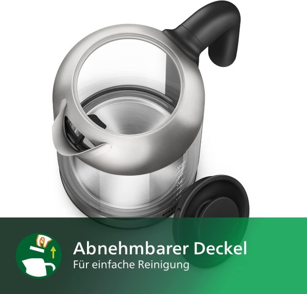 Philips 5000 Series Wasserkocher – 1,7L, Blaues Sensorlicht, 360°-Basis, Mikro-Sieb-Filter, Flaches Heizelement, Abnehmbarer Deckel, Schnelles Aufkochen, Energiesparend, Sicheres Design (HD9339/80) – Bild 6