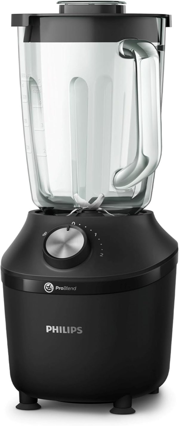 Philips 5000-Serie Standmixer inkl. Blend-and-go-Behälter - 1200 W. 2L maximales Fassungsvermögen. ProBlend Plus-Technologie. Spülmaschinengeeignete Teile. Schwarz (HR3031/00) – Bild 2
