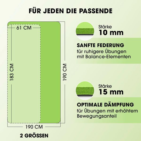 #DoYourFitness Fitnessmatte rutschfest | 183x61cm oder XXL 190x100cm | 0,8-2cm hoch | Gelenkschonende Gymnastikmatte | Yogamatte | Einsteiger und Fortgeschrittene | Indoor/Outdoor geeignet – Bild 10