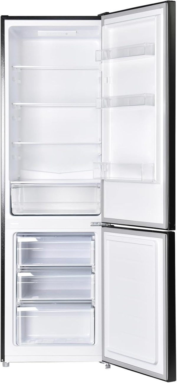 CHIQ CBM260LC Kühl/Gefrie Kombination 262L (187L Kühlbereich+75L XXL Gefrierfach) |87 kWh/Jahr, EEK C, Edelstahloptik, 39dB(A) |Wechselbartür, 4-Sterne Gefrierleistung, Schwarz [Energieklasse C] – Bild 6