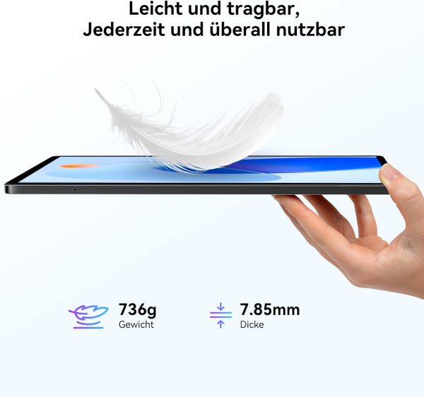 Blackview MEGA8 Android 15 Tablet 13" Zoll, 36GB RAM+512GB ROM Gaming Tablet LTE, 2K FHD Großes Display, Octa Core T620, 50MP+13MP Dual Camera, 11000mAh Akuu, 4G LTE+5G WLAN, WideVine L1, Face ID, GPS – Bild 9