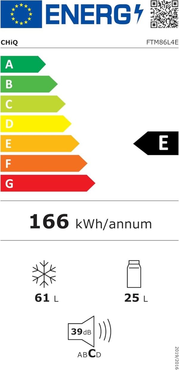 CHIQ 86 Liter kleiner Kühlschrank, 25 Liter Gefrierfach, 61 Liter Kühlschrank, 4 Sterne Gefrierfach, mit Eiswürfelbereiter für Wohnung, Wohnheim, 12 Jahre Garantie auf den Kompressor [Energieklasse E] – Bild 6