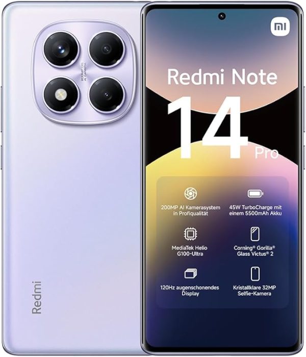 Xiaomi Redmi Note 14 Pro Smartphone, 8 + 256GB, Black, 200MP professionelle AI-Kamera, 5500mAh Akku, 32MP Selfie-Kamera, AI-Funktionen (kein Ladegerät enthalten) – Bild 3