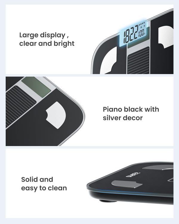 RENPHO Personenwaage Digital, Ohne Batterie, Solarbetriebene Waage, Unbegrenzte Energie, Körperfettwaage mit Smart App, Waage Personen mit 50g Genauigkeit, 180kg, Elis Solar 1 – Bild 4