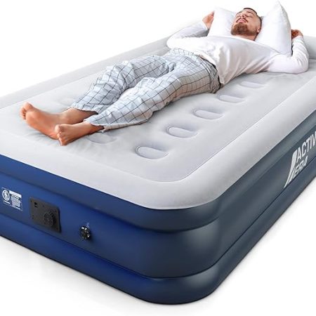 Active Era Premium Luftbett 1 Person, Luftmatratze selbstaufblasend mit eingebauter elektrischer Pumpe & integriertem Kissen, Aufblasbare Matratze für Camping & Gästebett - 99 x 187 x 53cm