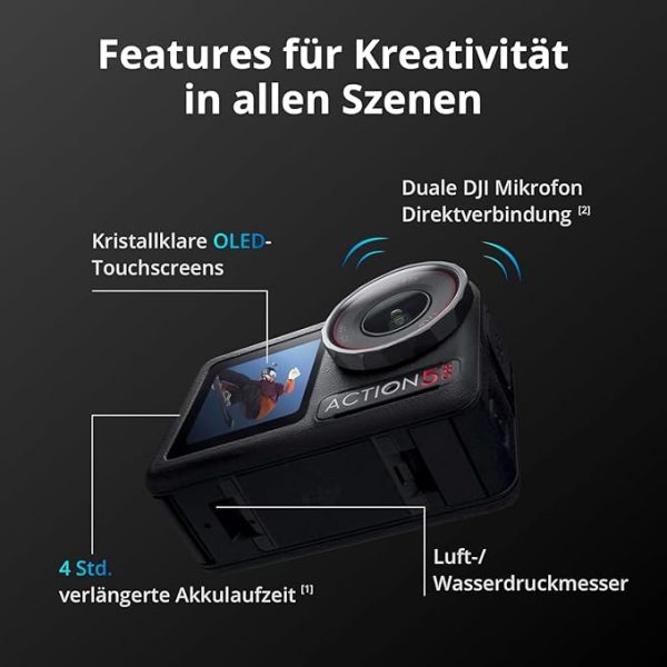 DJI Osmo Action 5 Pro Standard Combo, wasserdichte Kamera mit 1/1,3“ Sensor, 4K/120fps Video, Motivverfolgung, Stabilisierung, Dual OLED Touchscreens, Action Kamera 4K Ideal für Sport, Vlog – Bild 2