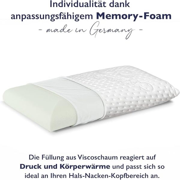 FMP Matratzenmanufaktur Orthopädisches Nackenstützkissen viscoelastisches Kissen, Visco Kopfkissen, Kissen, Nackenkissen 8,5 cm hoch, weiß – Bild 2