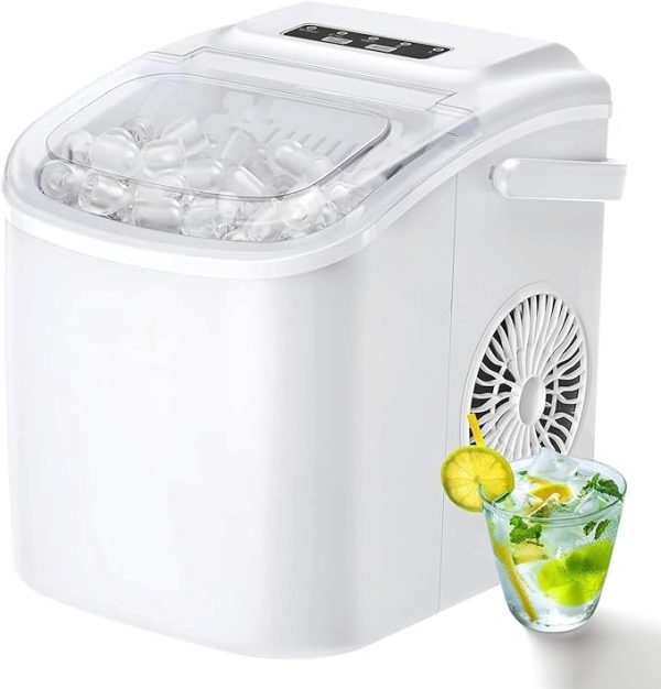 Eiswürfelmaschine Klare Eiswürfel, Selbstreinigende Eismaschine, 9 Würfel in 6 Minuten fertig, 15KG in 24 H, Tragbare Ice Maker Cube Maschine für Zuhause/Küche/Büro/Bar, Silber – Bild 4