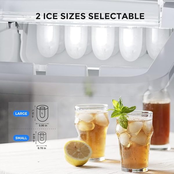 Eiswürfelmaschine Klare Eiswürfel, Selbstreinigende Eismaschine, 9 Würfel in 6 Minuten fertig, 15KG in 24 H, Tragbare Ice Maker Cube Maschine für Zuhause/Küche/Büro/Bar, Silber – Bild 7