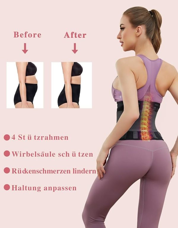 SIHOHAN Bauchweggürtel, Fitness Gürtel Verstellbarer, Taille Trimmer Gürtel Fitnessgürtel, Abnehmen Waisttrainer Taillenformer, Bauchgürtel für Herren und Damen(Schwarz/Rosa/Violett, S-XXL) – Bild 8