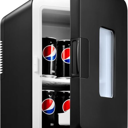 NORTHCLAN Mini Kühlschrank für Zimmer 15L, mit 220V AC/12V DC für den Auto- und Heimgebrauch, Tragbarer Kühl- und Heizkühlschrank Perfekt für Getränke, Kosmetik, Snacks, Max & Eco-Modus, Rosa [Energieklasse E]