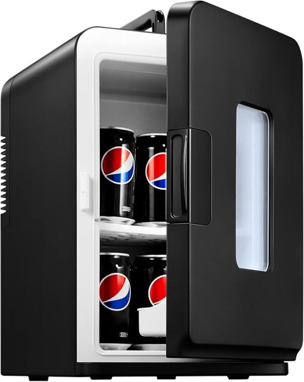 NORTHCLAN Mini Kühlschrank für Zimmer 15L, mit 220V AC/12V DC für den Auto- und Heimgebrauch, Tragbarer Kühl- und Heizkühlschrank Perfekt für Getränke, Kosmetik, Snacks, Max & Eco-Modus, Rosa [Energieklasse E]
