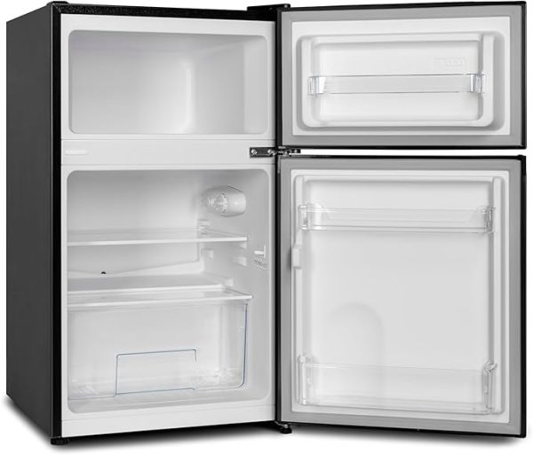 CHIQ 86 Liter kleiner Kühlschrank, 25 Liter Gefrierfach, 61 Liter Kühlschrank, 4 Sterne Gefrierfach, mit Eiswürfelbereiter für Wohnung, Wohnheim, 12 Jahre Garantie auf den Kompressor [Energieklasse E] – Bild 3