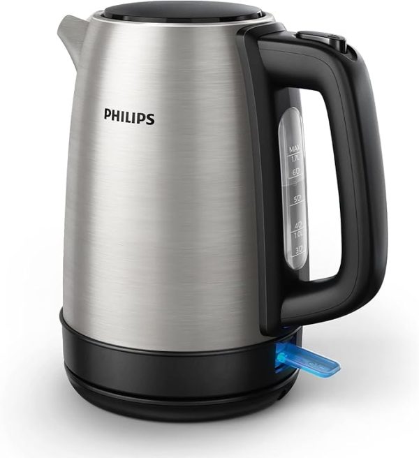 Philips Daily Collection Metall Wasserkocher – 1,7L, Leuchtanzeige, 360°-Basis, Mikro-Sieb-Filter, Flaches Heizelement, Sprungdeckel, Energiesparend, Sicheres Design, Schnelles Aufkochen (HD9350/90) – Bild 6