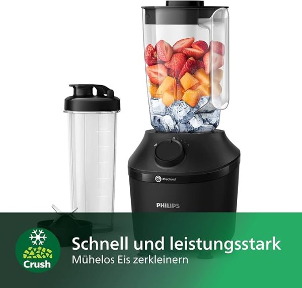 Philips 5000-Serie Standmixer inkl. Blend-and-go-Behälter - 1200 W. 2L maximales Fassungsvermögen. ProBlend Plus-Technologie. Spülmaschinengeeignete Teile. Schwarz (HR3031/00) – Bild 11