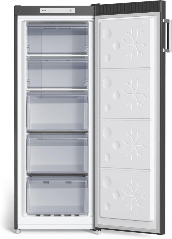 CHiQ FSD166NE4E Gefrierschrank 166 L, No Frost Technologie, Wechselbarer Türanschlag, Schwarzer Edelstahl, 144cm Höhe [Energieklasse E] – Bild 7