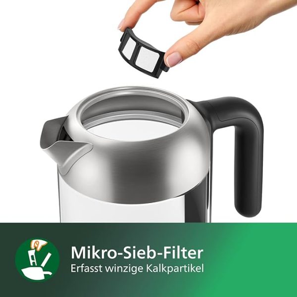 Philips 5000 Series Wasserkocher – 1,7L, Blaues Sensorlicht, 360°-Basis, Mikro-Sieb-Filter, Flaches Heizelement, Abnehmbarer Deckel, Schnelles Aufkochen, Energiesparend, Sicheres Design (HD9339/80) – Bild 5
