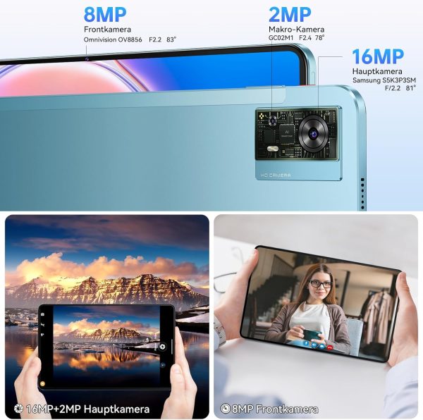 OUKITEL OT5S Tablet 12 Zoll - 2024 Neueste Android 14 Tablet 24GB RAM+256GB ROM(2TB TF) Gaming Tablet, 8250mAh, 2.4K IPS, 16MP+8MP Dual SIM Tablet PC 4G LTE/5G WiFi/GMS/GPS/Widevine L1,Blau – Bild 7