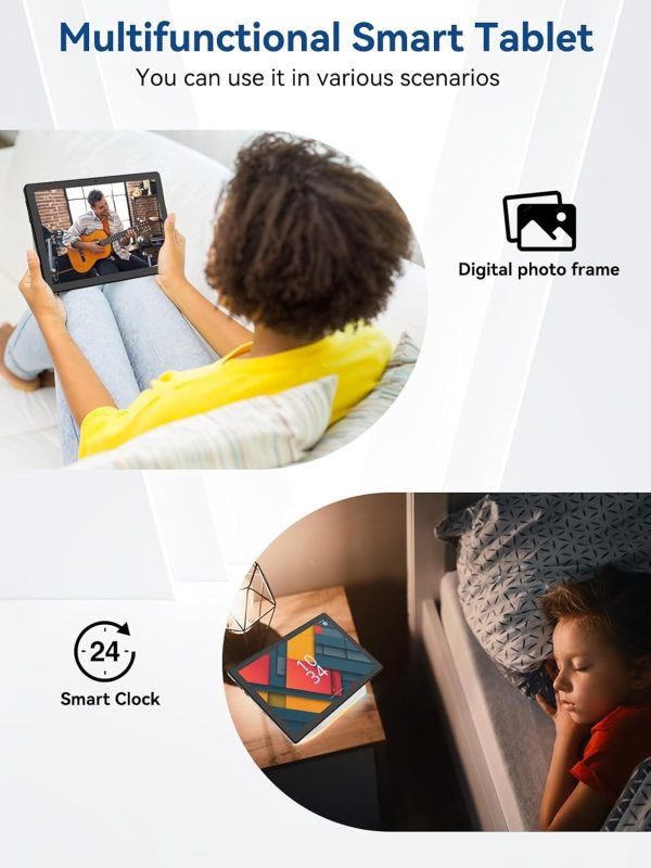 Whitedeer Tablet 10 Zoll Android 14 Octa-Core Tablet mit Ladedock Lautsprecher, 14GB RAM+64GB ROM, AI Cloud Album& 8 Typen von Weißem Rauschen, 1280x800 HD, 5MP+8MP Kamera, Wi-Fi 6&BT 5.3(Schwarz) – Bild 4