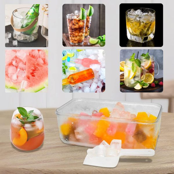 Eiswürfelbehälter mit Deckel und Behälter, 64 Stück Eiswürfel, einfaches Drücken, um das Eis zu lösen, Kühlen von Cocktail, Whiskey, Kaffee, 2 Schalen, 1 Eiskübel und Schaufel (Schwarz) – Bild 9