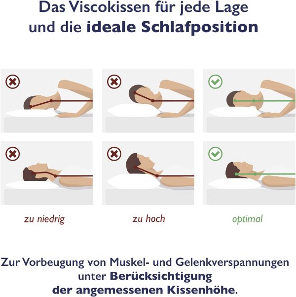 FMP Matratzenmanufaktur Orthopädisches Nackenstützkissen viscoelastisches Kissen, Visco Kopfkissen, Kissen, Nackenkissen 8,5 cm hoch, weiß – Bild 6