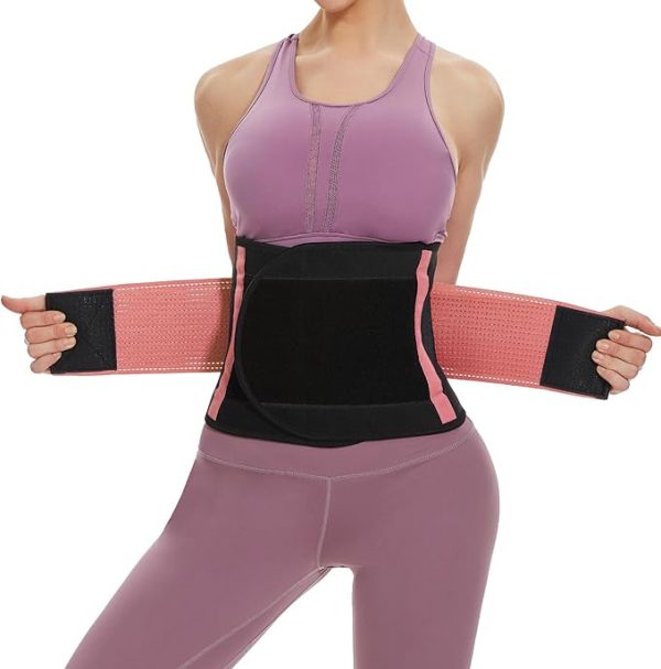 SIHOHAN Bauchweggürtel, Fitness Gürtel Verstellbarer, Taille Trimmer Gürtel Fitnessgürtel, Abnehmen Waisttrainer Taillenformer, Bauchgürtel für Herren und Damen(Schwarz/Rosa/Violett, S-XXL) – Bild 4