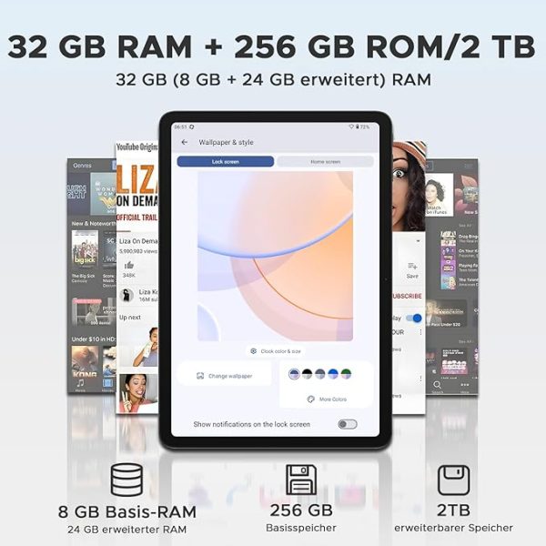 DOOGEE T36 Android 15 Tablet 12 Zoll – 2025 Neues Tablet mit Tastatur/Stift/Maus/Hülle, 32 GB + 256 GB/2 TB, 4G LTE, 8800 mAh, 90 Hz Octa-Core – Bild 6