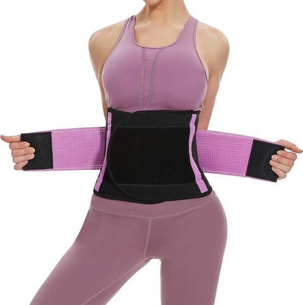 SIHOHAN Bauchweggürtel, Fitness Gürtel Verstellbarer, Taille Trimmer Gürtel Fitnessgürtel, Abnehmen Waisttrainer Taillenformer, Bauchgürtel für Herren und Damen(Schwarz/Rosa/Violett, S-XXL) – Bild 3