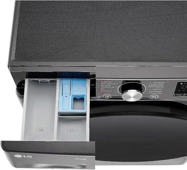 LG F4WR703YB Frontlader-Waschmaschine 13 kg, Klasse A -20%, 1.400 U./Min., 61.5x60x85 cm, TurboWash 360 in 39 Minuten, Allergy Care, Steam, Wi-Fi, Digitales Touchdisplay, Platinum Black [Energieklasse A] – Bild 4