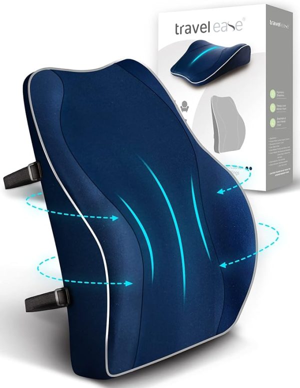 Travel Ease Ergonomisches RückenKissen aus Memory Foam, Lendenkissen für Bürostuhl, Schreibtischstuhl, mit Antistatischem, hautfreundlichem Bezug und für eine Bequeme Sitzhaltung (Schwarz) – Bild 3