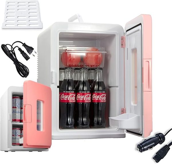 NORTHCLAN Mini Kühlschrank für Zimmer 15L, mit 220V AC/12V DC für den Auto- und Heimgebrauch, Tragbarer Kühl- und Heizkühlschrank Perfekt für Getränke, Kosmetik, Snacks, Max & Eco-Modus, Rosa [Energieklasse E] – Bild 2