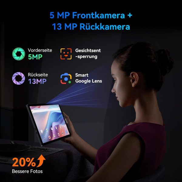 TABWEE T90 Android 15 Tablet mit Tastatur - Gemini AI, 24GB RAM+128GB ROM, Octa Core T615, Gaming Tablet 11 Zoll, 1920x1200 FHD+IPS, 8000mAh Akuu, 13MP+5MP KI Kamera, 5G WiFi, Widevine L1, GPS – Bild 2