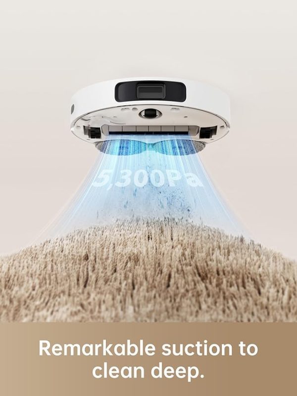 dreame L10s Ultra Saugroboter mit Wischfunktion und automatische (Staubentleerung, Wischpads Selbstreinigung) 3D-Hinderniserkennung, 5300Pa Teppiche Tierhaare, 210m Akku, WiFi/APP, Weiß – Bild 8