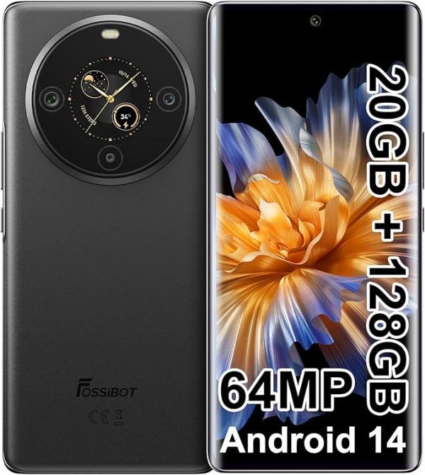 FOSSiBOT Smartphone ohne Vertrag, 6,67-Zoll AMOLED Display mit 1,09 Zoll Rückbildschirm, 64-MP-Kamera, 20GB+128GB, Dual SIM Handy, Unterstützung NFC/GPS/OTG/Fingerabdrucker/Gesichtser (Grün) – Bild 2