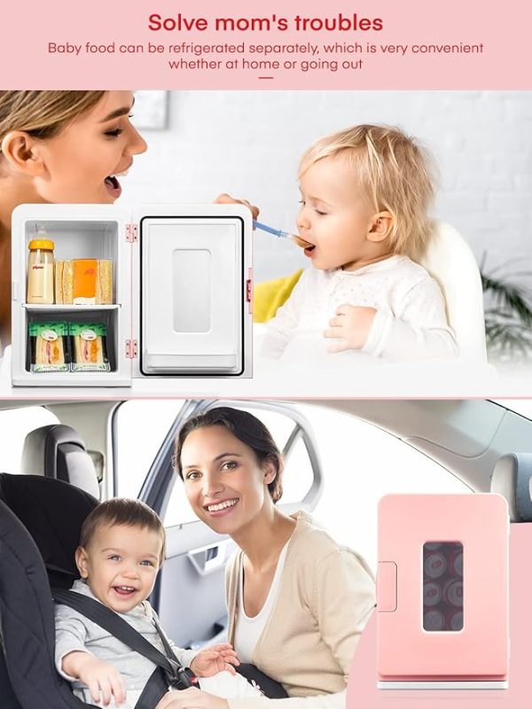 NORTHCLAN Mini Kühlschrank für Zimmer 15L, mit 220V AC/12V DC für den Auto- und Heimgebrauch, Tragbarer Kühl- und Heizkühlschrank Perfekt für Getränke, Kosmetik, Snacks, Max & Eco-Modus, Rosa [Energieklasse E] – Bild 9