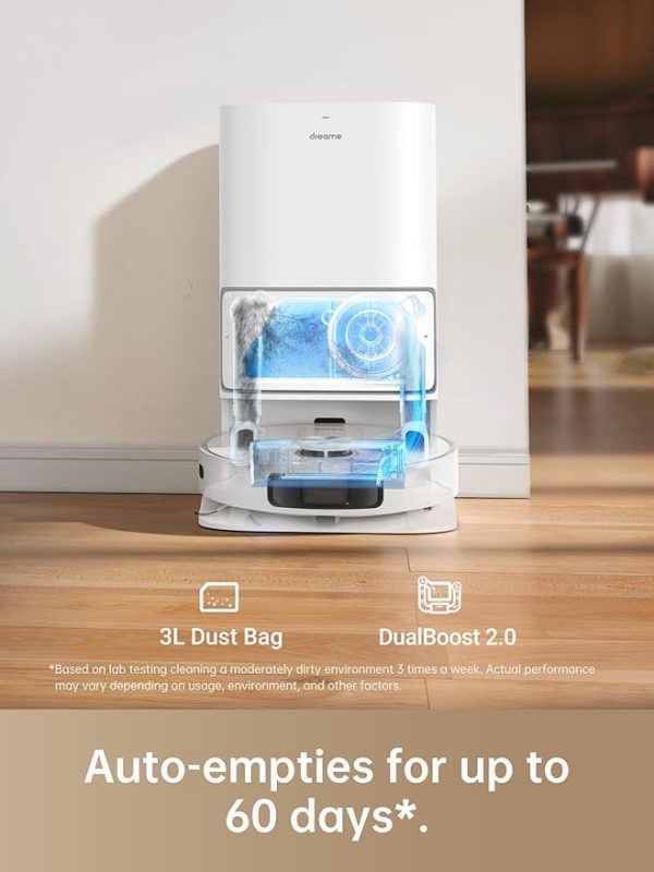 dreame L10s Ultra Saugroboter mit Wischfunktion und automatische (Staubentleerung, Wischpads Selbstreinigung) 3D-Hinderniserkennung, 5300Pa Teppiche Tierhaare, 210m Akku, WiFi/APP, Weiß – Bild 9
