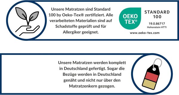 AM Qualitätsmatratzen Premium Taschenfederkernmatratze 90x200cm H3 24cm - Made in Germany & Oeko TEX Siegel - 7 Zonen Federkernmatratze 90x200 mit Lyocell Bezug - Orthopädische Matratze 90x200 H3 – Bild 5
