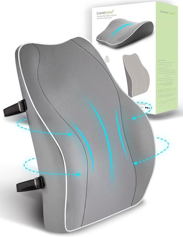 Travel Ease Ergonomisches RückenKissen aus Memory Foam, Lendenkissen für Bürostuhl, Schreibtischstuhl, mit Antistatischem, hautfreundlichem Bezug und für eine Bequeme Sitzhaltung (Schwarz) – Bild 4