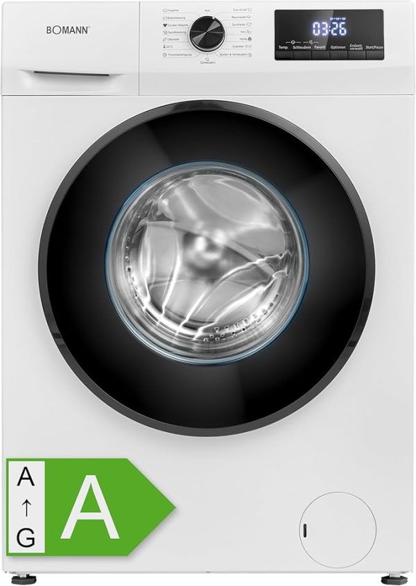 Bomann Waschmaschine 7kg | max. 1400 U/min | 10 Jahre Motor-Garantie | effizienter, leiser & langlebiger Invertermotor | 15 Programme | Endzeitvorwahl | Washing Machine WA 7175 titan - schwarz [Energieklasse A] – Bild 2