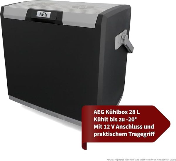 AEG Automotive Thermoelektrische Kühlbox KK 28 Liter, 12/230 Volt für Auto und Steckdose, schwarz – Bild 5