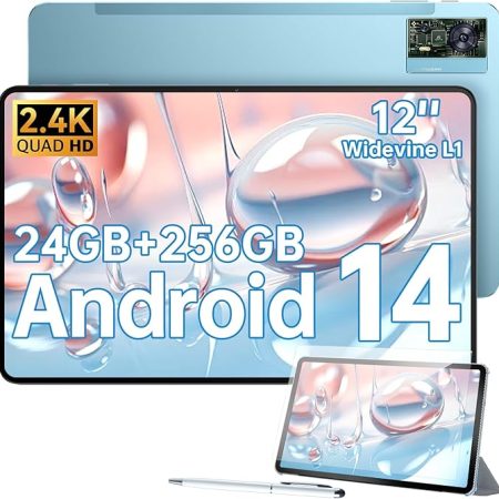 OUKITEL OT5S Tablet 12 Zoll - 2024 Neueste Android 14 Tablet 24GB RAM+256GB ROM(2TB TF) Gaming Tablet, 8250mAh, 2.4K IPS, 16MP+8MP Dual SIM Tablet PC 4G LTE/5G WiFi/GMS/GPS/Widevine L1,Blau