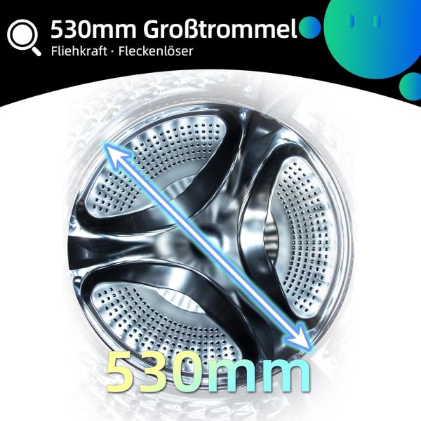 CHiQ Waschmaschine 7kg, InverterMotor, EEK A| 60x46,5x84cm, Große Tür| Eco, Speed Wash, Auto Clean, Kindersicherung|1200 U/Min, Washer Grau, CW07123863AX [Energieklasse A] – Bild 9